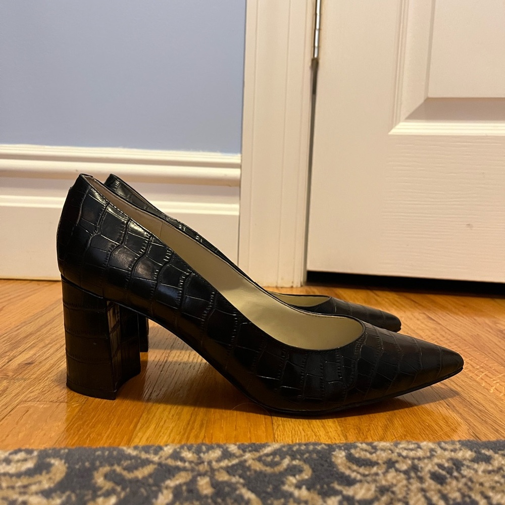 Lightly Worn Marc Fisher Black Block Heel Pumps